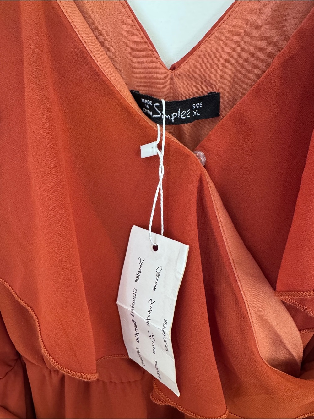 Simple Rust Red Ruffle Wrap Maxi Dress - Picture 3 of 3